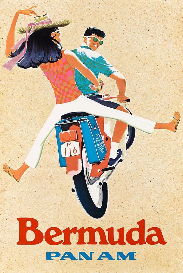 Bermuda Digital Art - 1960 Bermuda Pan American Airlines Travel Poster by Retro Graphics