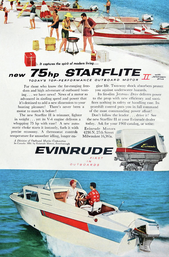 1960 Evinrude add Photograph by David Lee Thompson