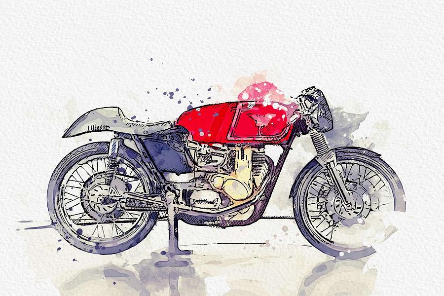 1960 Matchless G Race 3 watercolor by Ahmet Asar Painting by Celestial Images