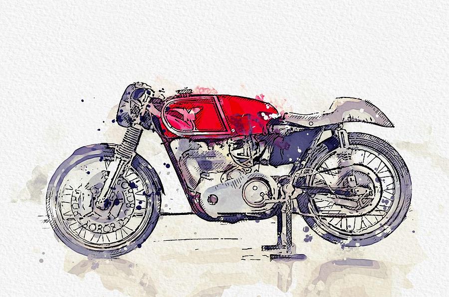1960 Matchless G Race watercolor by Ahmet Asar Painting by Celestial Images