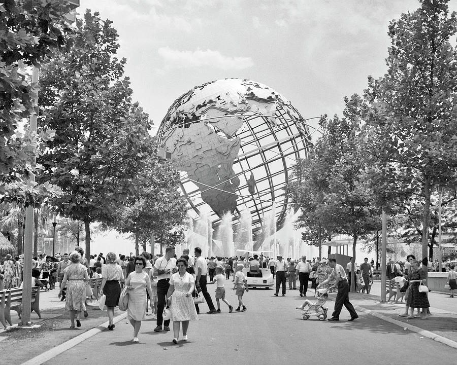 Black And White Photograph - 1960s 1964 Unisphere New York Worlds by Vintage Images
