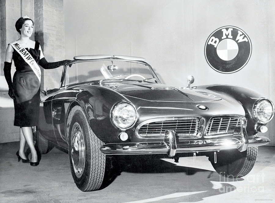 1960s Bmw 507 Roadster With Fashion Model Photograph by Retrographs