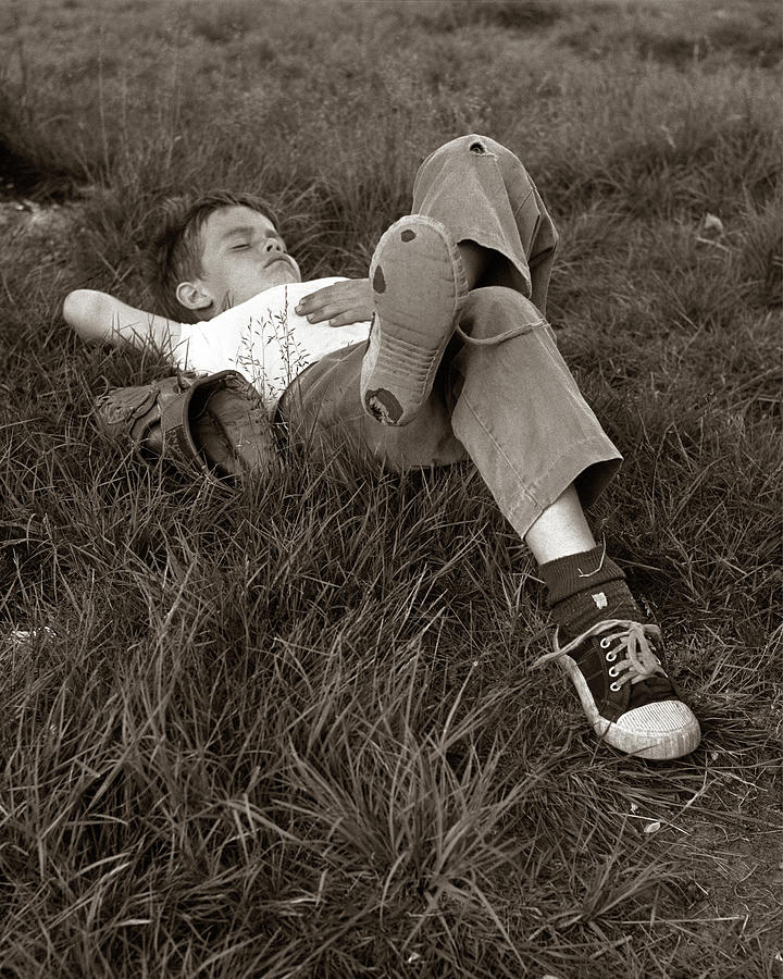 1960s Boy Sleeping In Grass Legs Painting by Vintage Images - Pixels Merch