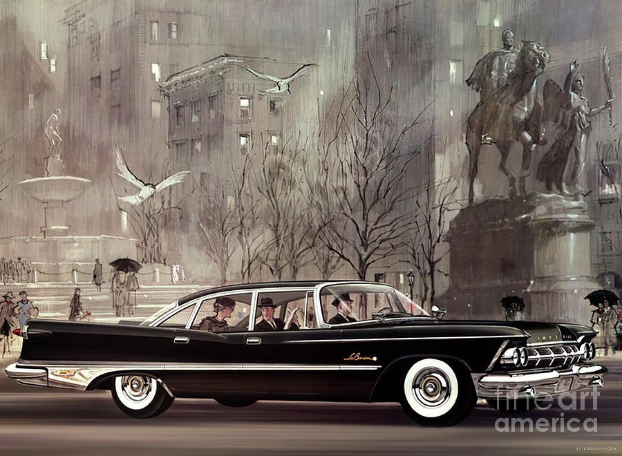 1960s Chrysler Ghia Limousine In City Setting Mixed Media by Retrographs