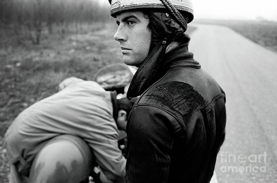 1960s Closeup Of Motorcyclist On Roadside Photograph by Retrographs