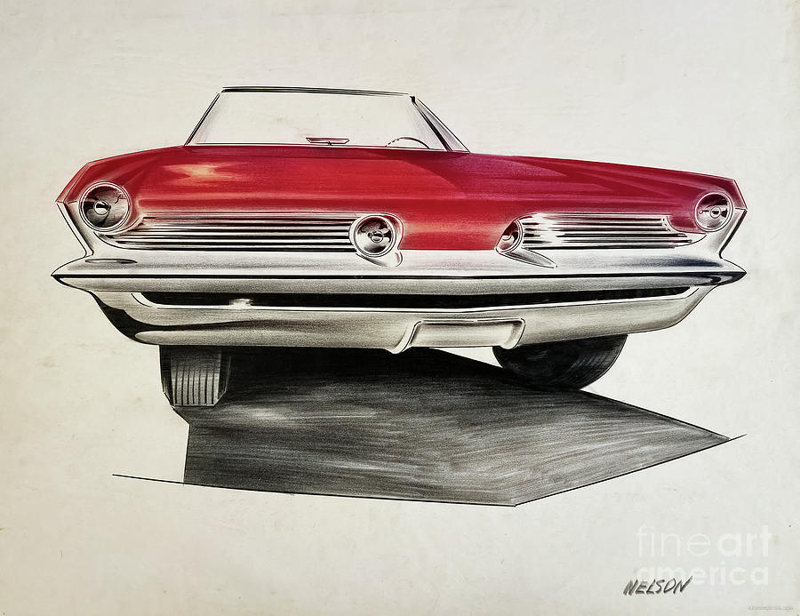1960s Concept Rendering Convertible Drawing by Nelson