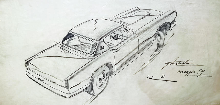 1960s Concept Rendering Sports Coupe Drawing by Retrographs