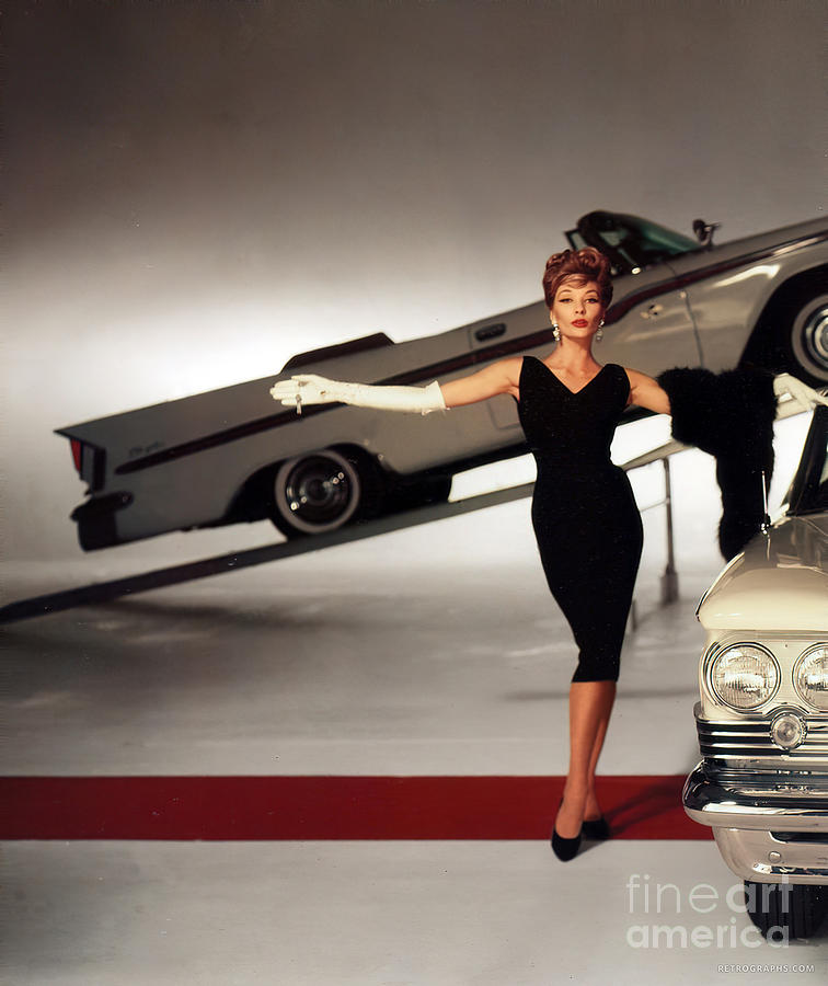 1960s Fashion Model In White Gloves With Show Cars Photograph by Retrographs