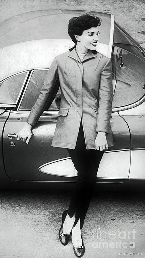 1960s Fashion Model With Corvette Photograph by Retrographs