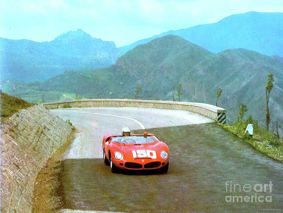 1960s Ferrari Mountain Racing Scene Photograph by Retrographs