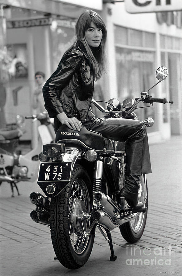 Vintage Photograph - 1960s Francoise Hardy On Motorcycle by Retrographs