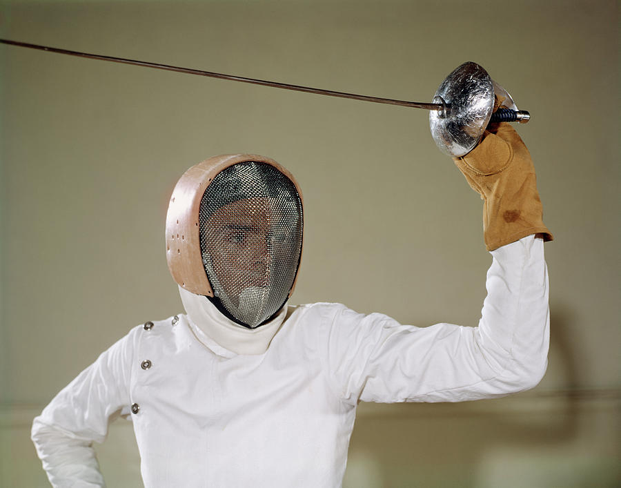 1960s Man Holding Foil Sword Epee Painting by Vintage Images - Fine Art ...