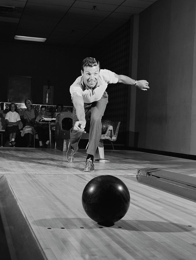 1960s Man Releasing Ball Down Bowling Painting by Vintage Images - Fine ...