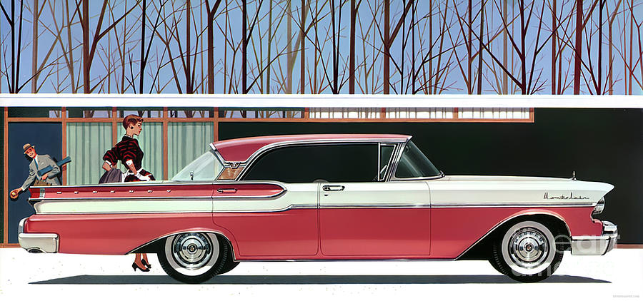 1960s Mercury Two-door Coupe Advertisement Mcm Setting Mixed Media by Retrographs