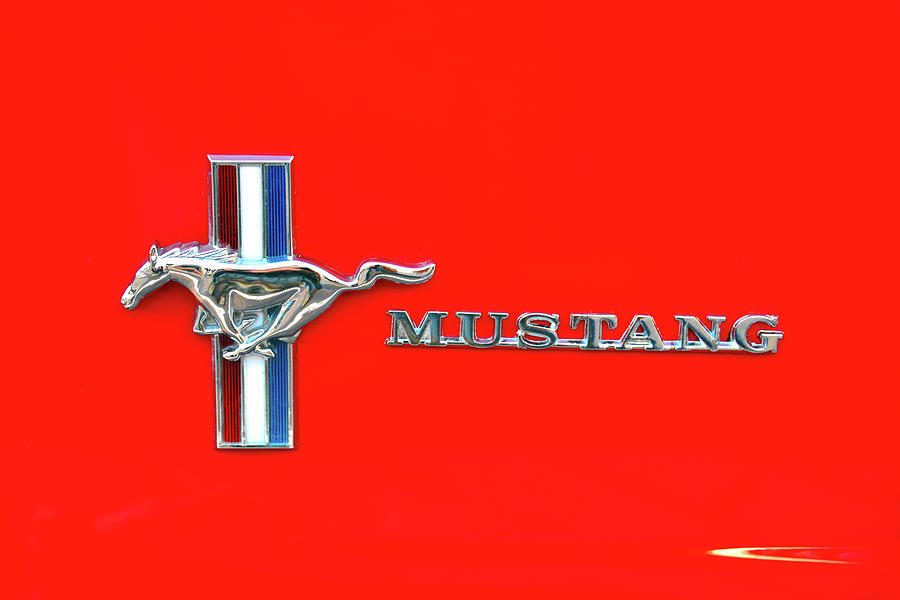 1960s Mustang emblem with red  Photograph by David Lee Thompson