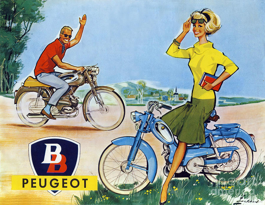 1960s Peugeot Motorcycles And Riders Mixed Media by Retrographs