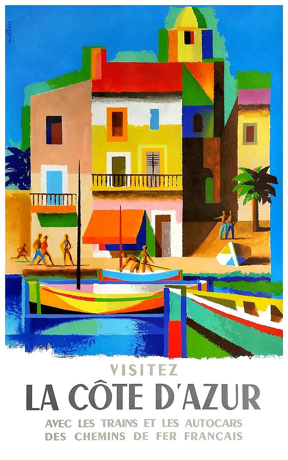 TT50 Vintage Cote D'Azur French Riviera Classic Travel Poster Re-Print A4 