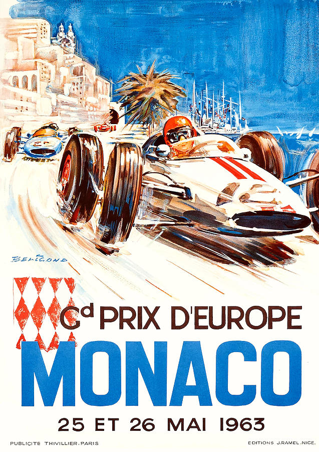 Monaco Grand Prix Digital Art - 1963 Monaco Grand Prix Racing Poster by Retro Graphics