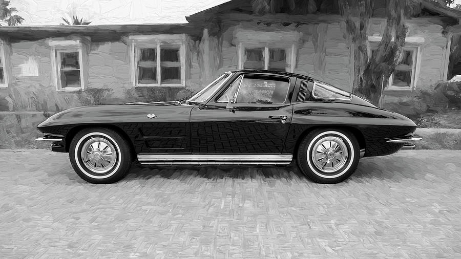 Vintage Photograph - 1964 Chevy Corvette Coupe BW 107 by Rich Franco