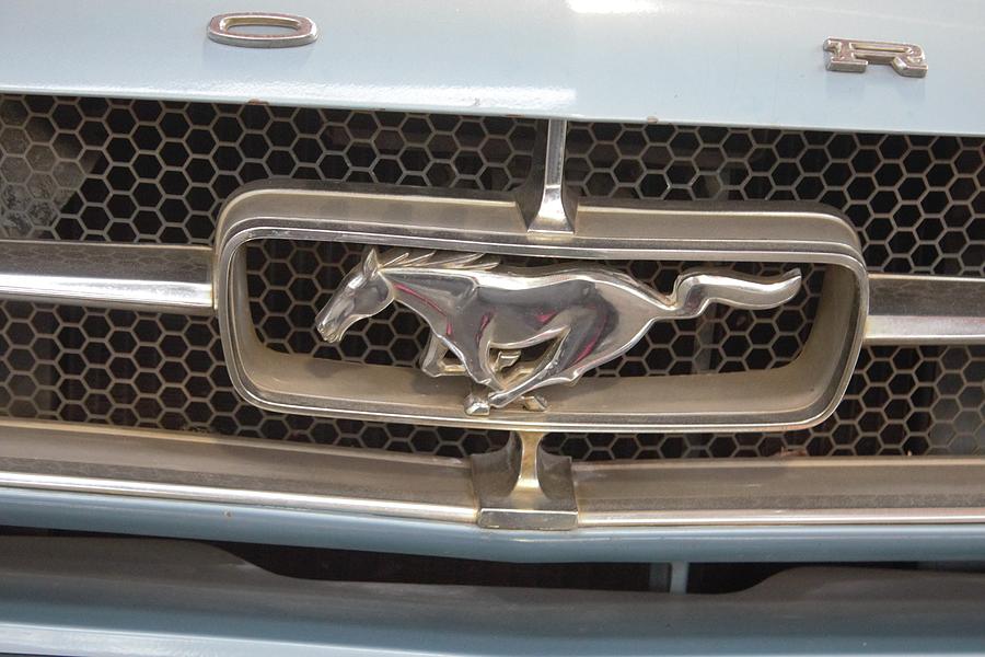 1964 Ford Mustang Emblem Photograph by Ali Baucom