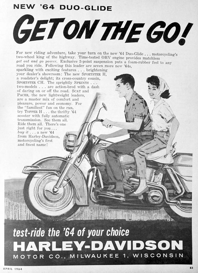 1964 Harley Davidson Add Photograph by David Lee Thompson