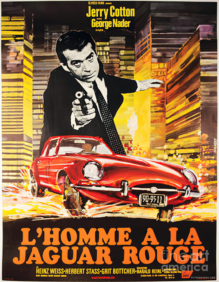 1964 Lhomme A La Jaguar Rouge Movie Poster Mixed Media by Retrographs