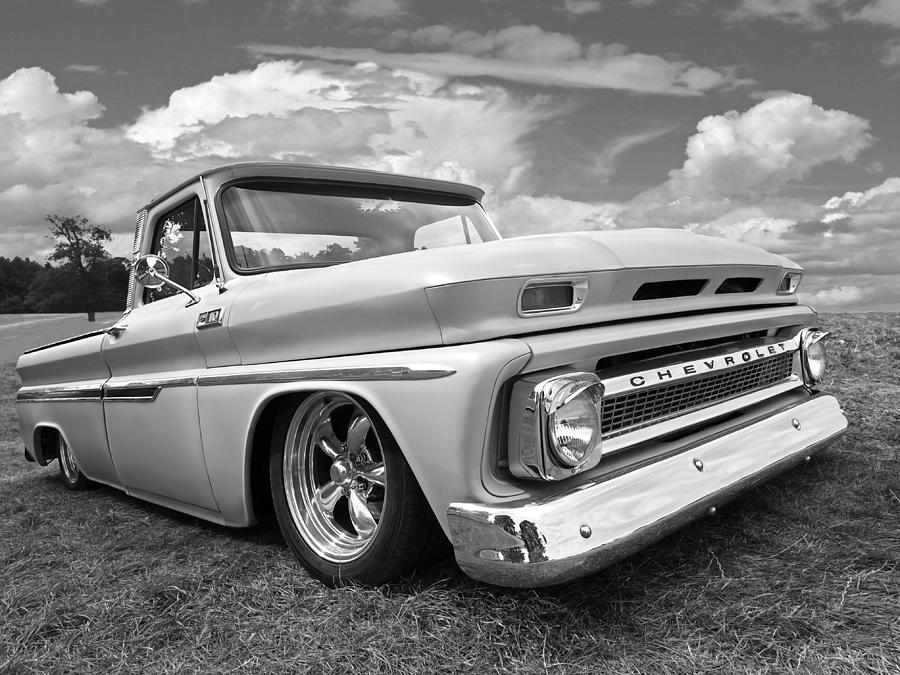 Chevrolet Truck Photograph - 1965 Chevy C10 Truck in black And White by Gill Billington