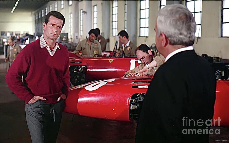 1966 Grand Prix Featuring Meeting Between James Garner And Enzo Ferrari Photograph by Retrographs
