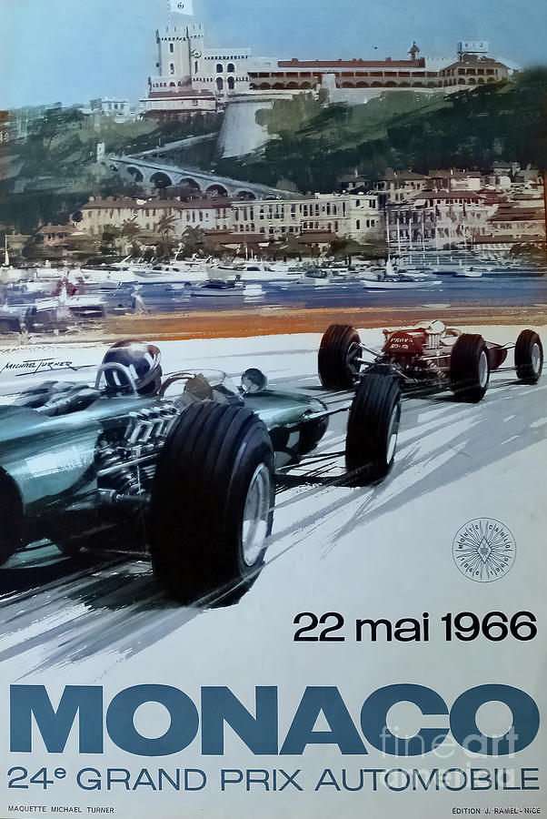 1966 Monaco Grand Prix Racing Poster Mixed Media by Retrographs