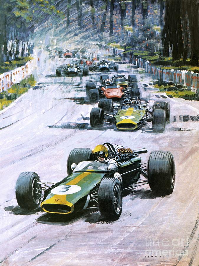 Car Painting - 1967 French Grand Prix by Graham Coton