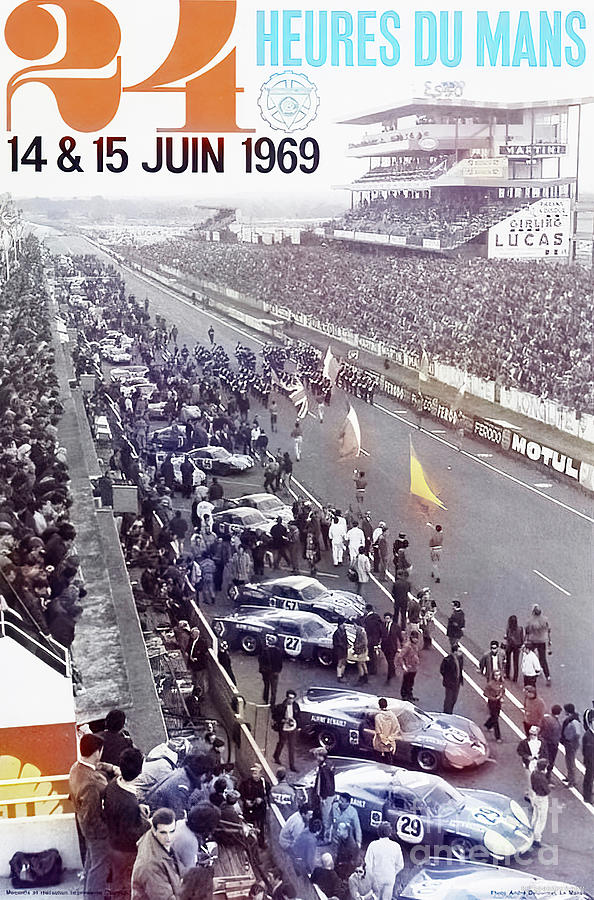 1969 Heures Du Mans 24-hour Race Poster Mixed Media by Retrographs
