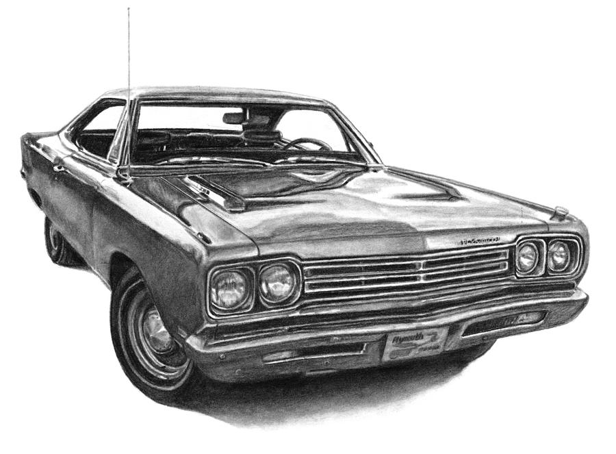 1969 Plymouth Road Runner Drawing by Nickela Zais