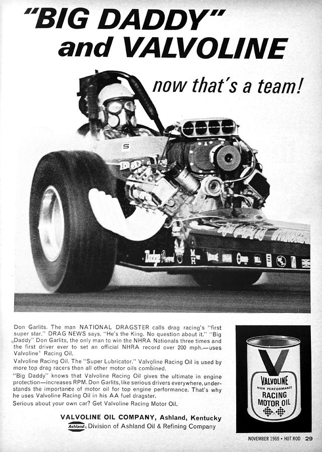 1969 Valvoline add and Don Garlits Photograph by David Lee Thompson