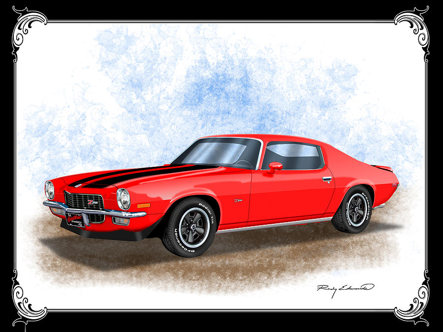 1970 Chevrolet Z28 Camaro Red Painting by Rudy Edwards - Pixels