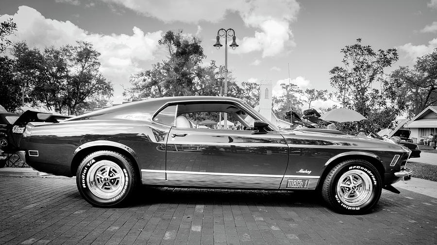 1970 Ford Mustang Mach 1 BW 203  Photograph by Rich Franco