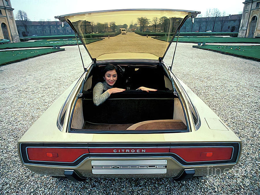 1970s Citroen Show Car With Woman Peering Through Open Hatchback Photograph by Retrographs