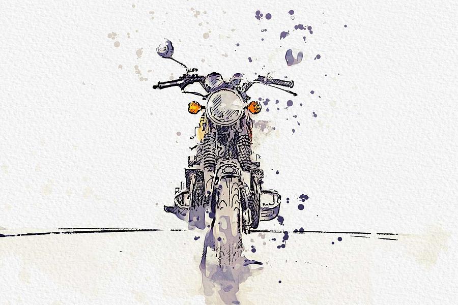1972 Honda Cb 750 3 watercolor by Ahmet Asar Painting by Celestial Images