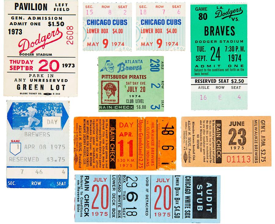 Vintage Painting - 1973  76 Hank Aaron Milestone Tickets Stubs by Celestial Images
