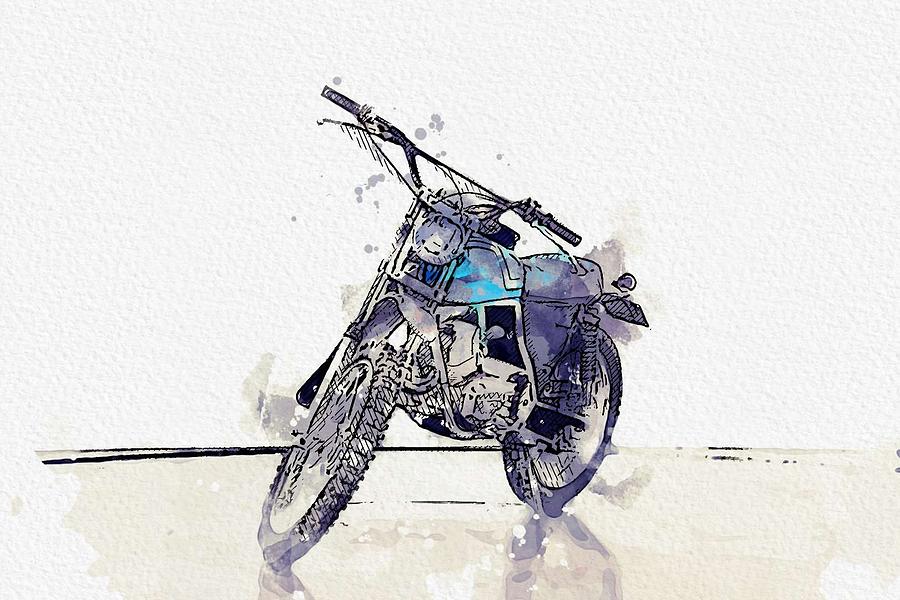 1973 Fantic Motor Raider 125 2 watercolor by Ahmet Asar Painting by Celestial Images