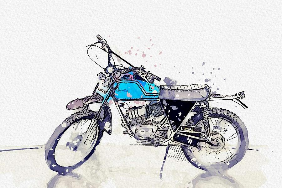 1973 Fantic Motor Raider 125 watercolor by Ahmet Asar Painting by Celestial Images