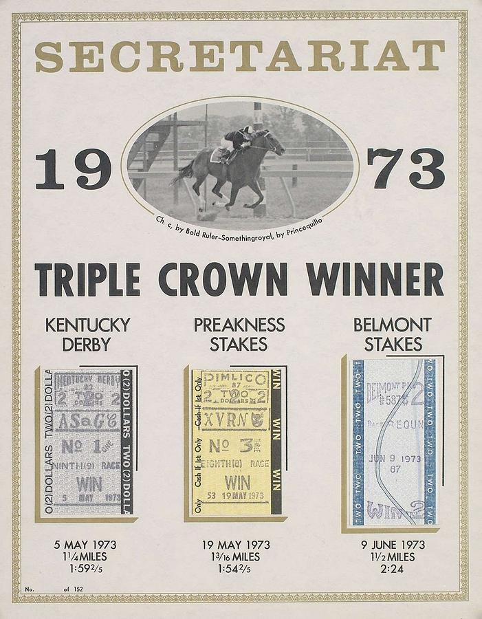  1973 Secretariat Triple Crown Winning Tickets Display #1973 Photograph by Redemption Road