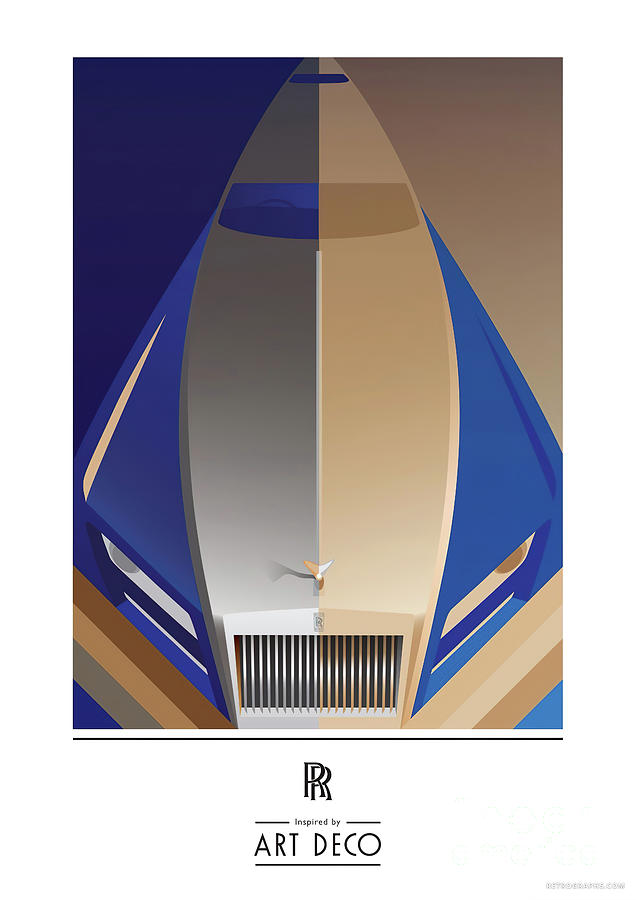 1980s Rolls Royce Art Deco Poster Mixed Media by Retrographs