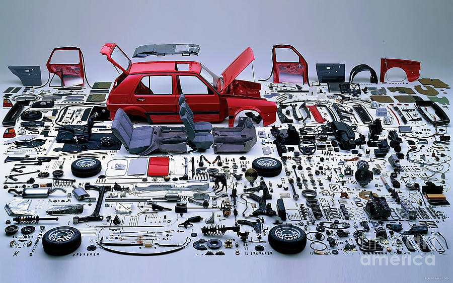 1980s Volkswagen Rabbit Disassembled, Part Of A Series Photograph by Retrographs