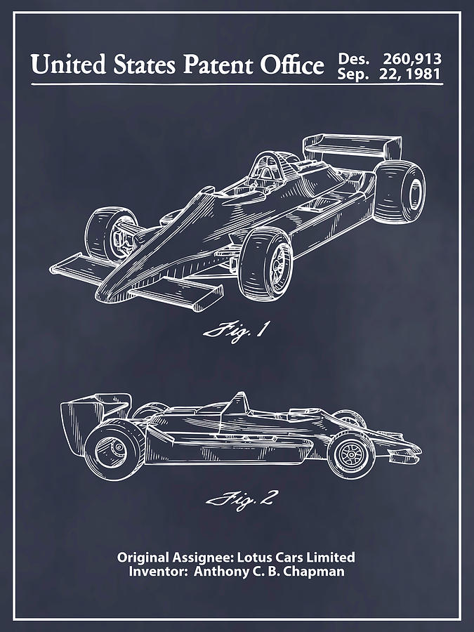 1981 Lotus Formula One Race Car Blackboard Patent Print Drawing by Greg Edwards