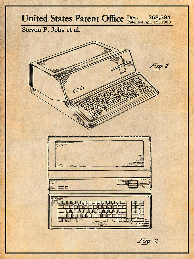 1983 Vintage US Patent Computer Apple III 3 111 Macintosh Art Print Steve Jobs