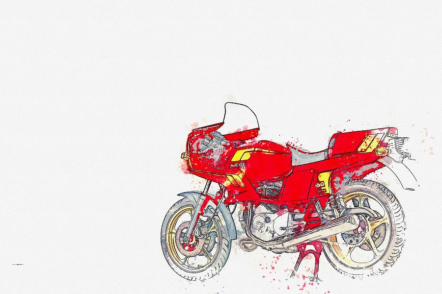 1984 Ducati Pantah 650SL watercolor by Ahmet Asar Painting by Celestial Images