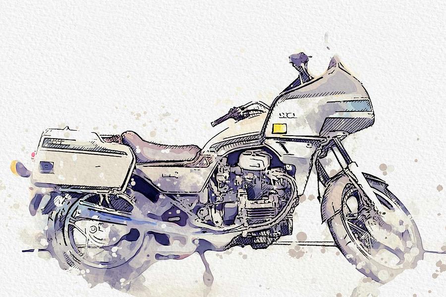 1984 Honda Motorcycles Gold Wing GL 1800 2 watercolor by Ahmet Asar Painting by Celestial Images