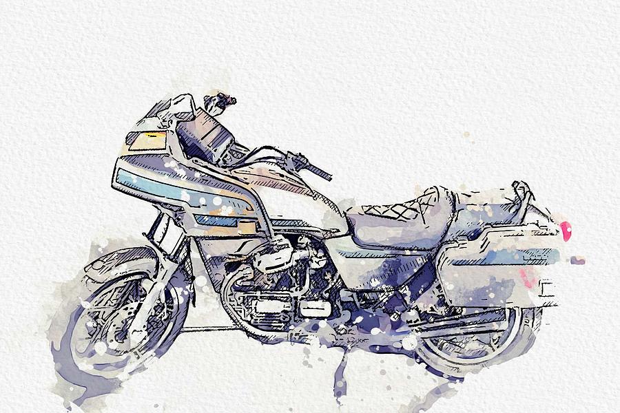 1984 Honda Motorcycles Gold Wing GL 1800 watercolor by Ahmet Asar Painting by Celestial Images