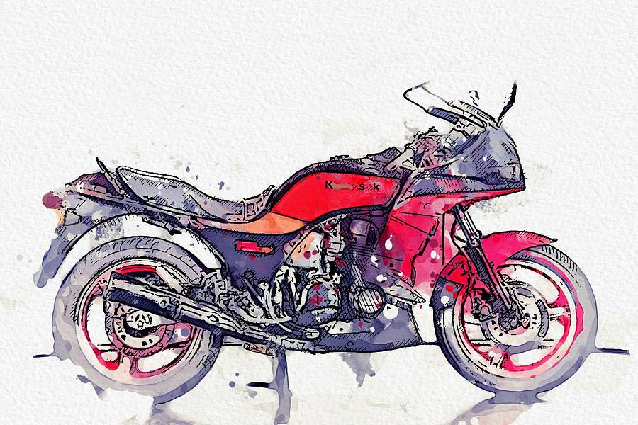 1984 Kawasaki GPZ 750 R 4 watercolor by Ahmet Asar Painting by Celestial Images