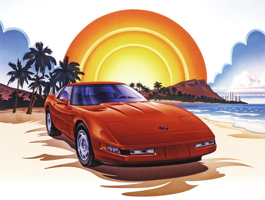 1989 Corvette Sunset Painting by Garth Glazier